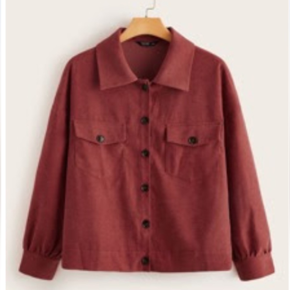 SHEIN 2xl Suede Rust Red Shacket